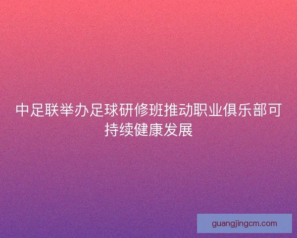 中足联举办足球研修班推动职业俱乐部可持续健康发展