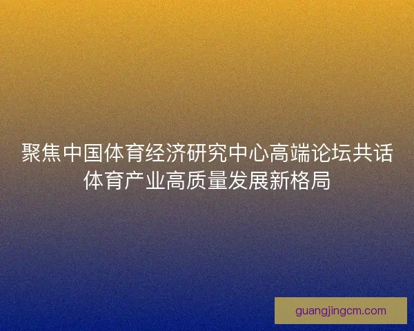 聚焦中国体育经济研究中心高端论坛共话体育产业高质量发展新格局