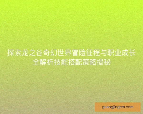 探索龙之谷奇幻世界冒险征程与职业成长全解析技能搭配策略揭秘